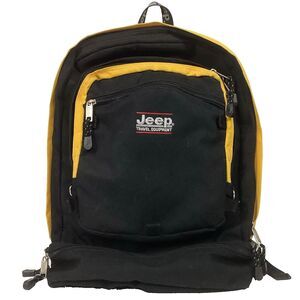 Jeep Backpack - Black & Yellow - Vintage Y2K *Top Handle Defect*